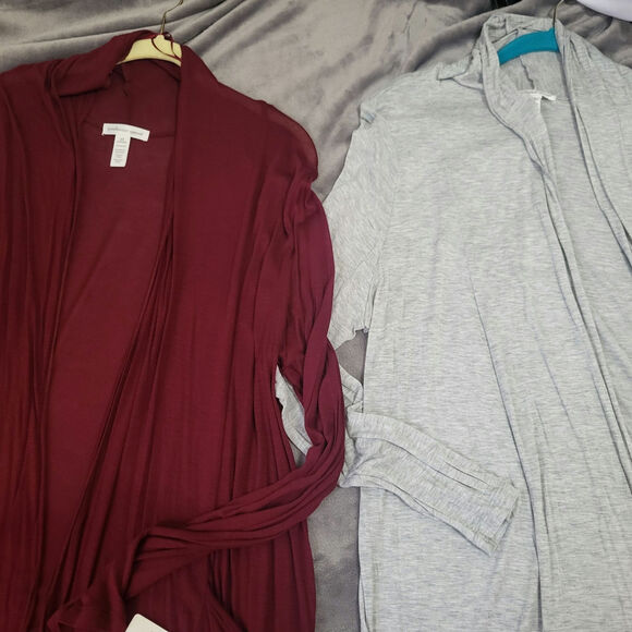 Sweaters - 2 Open Front Cardigan Sweater Shrug Gray and Burgundy Wine Size 3X